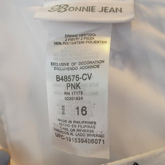 Sz 16 Bonnie Jean Formal Dress White Girls Spring Summer Party Roses Hi-low - Picture 5 of 8